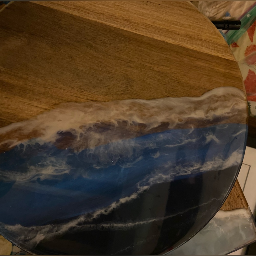 Wood and Resin Ocean Art Round Board